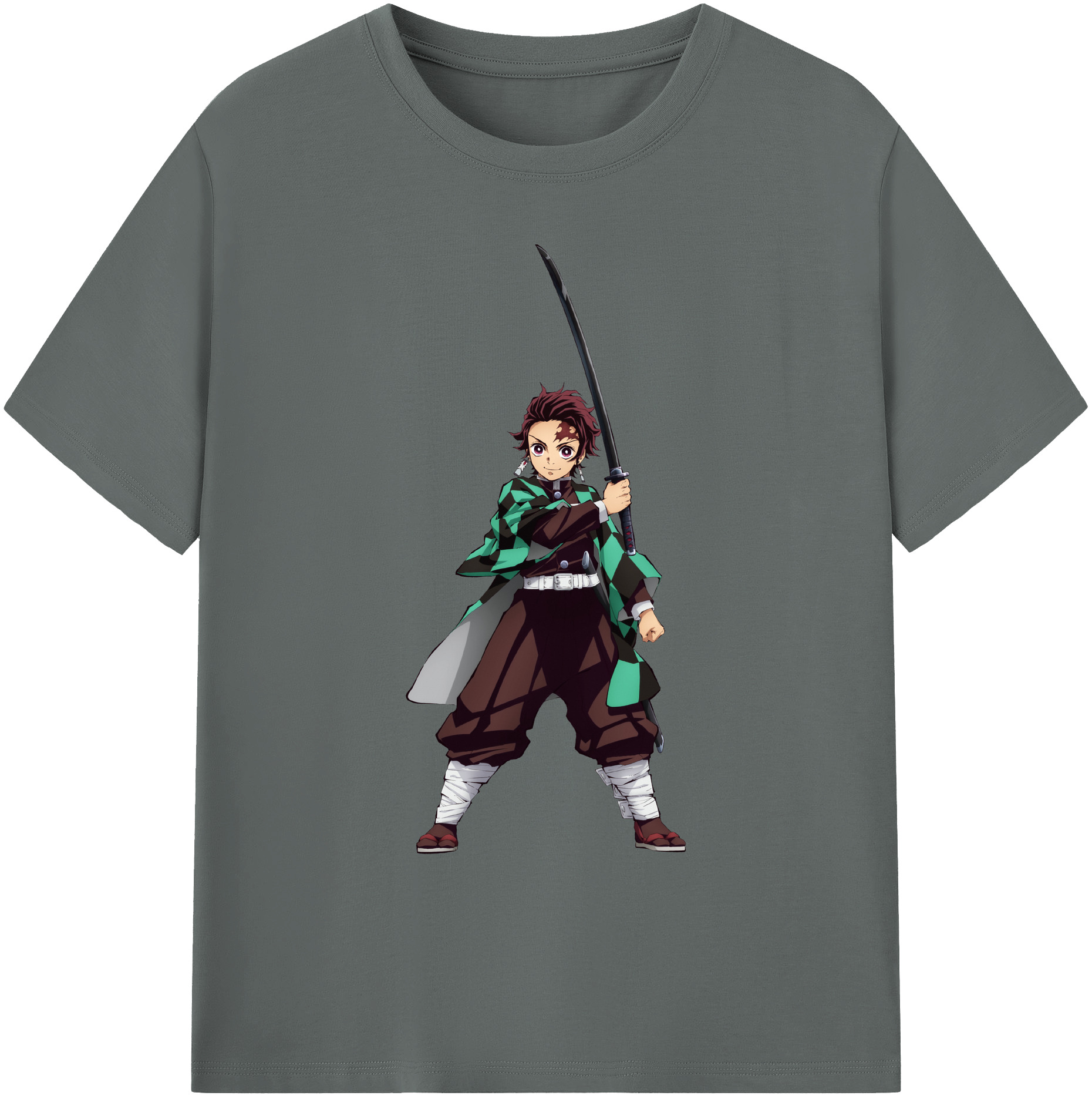 （画像用） 鬼滅の刃 竈門 炭治郎／かまど たんじろう Kamado Tanjirou 綿100％ メンズ半袖Tシャツ｜肌触りやわらか＆通気性